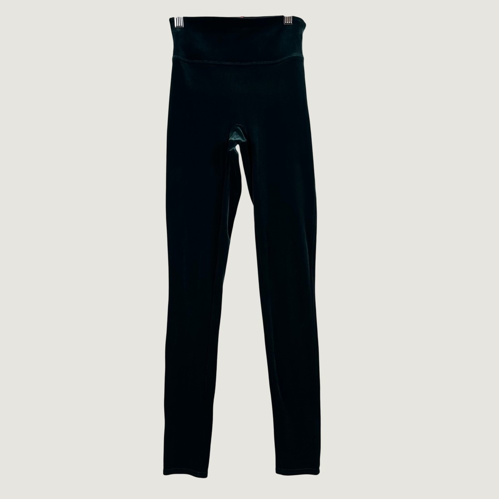 Spanx Velvet Leggings Womens XS High Waisted Shaping Pants Hunter Green Holiday